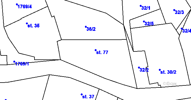 Parcela st. 77 v KÚ Chlístovice, Katastrální mapa