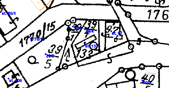 Parcela st. 133 v KÚ Chlístovice, Katastrální mapa