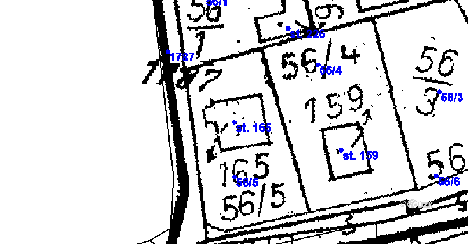 Parcela st. 165 v KÚ Chlístovice, Katastrální mapa