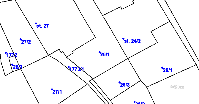 Parcela st. 26/1 v KÚ Chlístovice, Katastrální mapa