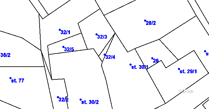 Parcela st. 32/4 v KÚ Chlístovice, Katastrální mapa