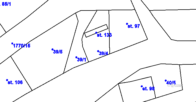 Parcela st. 39/4 v KÚ Chlístovice, Katastrální mapa