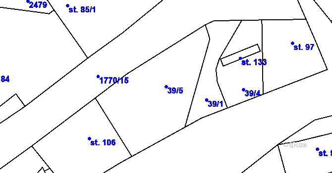 Parcela st. 39/5 v KÚ Chlístovice, Katastrální mapa