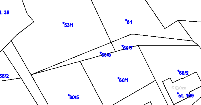 Parcela st. 60/8 v KÚ Chlístovice, Katastrální mapa