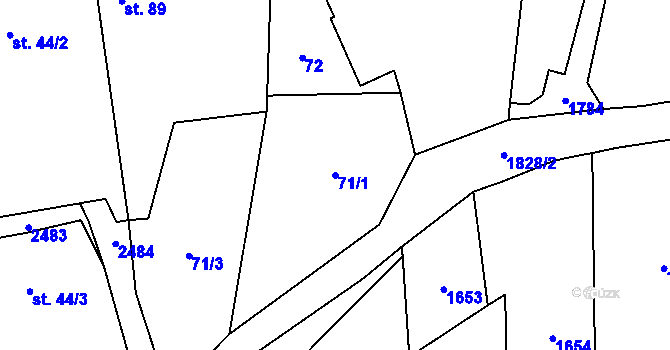 Parcela st. 71/1 v KÚ Chlístovice, Katastrální mapa