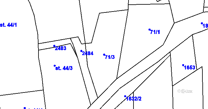 Parcela st. 71/3 v KÚ Chlístovice, Katastrální mapa