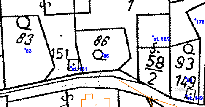 Parcela st. 86 v KÚ Chlístovice, Katastrální mapa