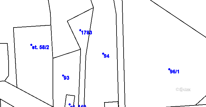 Parcela st. 94 v KÚ Chlístovice, Katastrální mapa