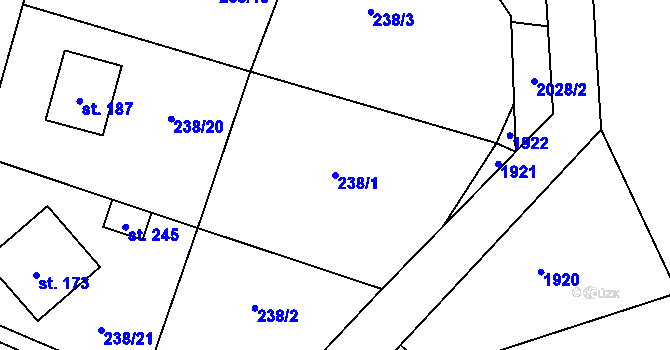 Parcela st. 238/1 v KÚ Chlístovice, Katastrální mapa