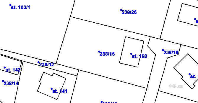 Parcela st. 238/15 v KÚ Chlístovice, Katastrální mapa