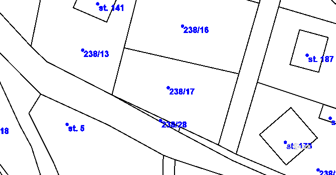 Parcela st. 238/17 v KÚ Chlístovice, Katastrální mapa