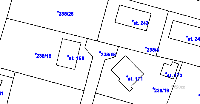 Parcela st. 238/18 v KÚ Chlístovice, Katastrální mapa