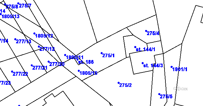Parcela st. 275/1 v KÚ Chlístovice, Katastrální mapa