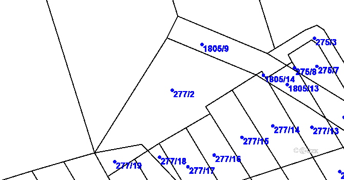 Parcela st. 277/2 v KÚ Chlístovice, Katastrální mapa