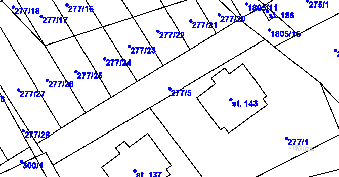 Parcela st. 277/5 v KÚ Chlístovice, Katastrální mapa