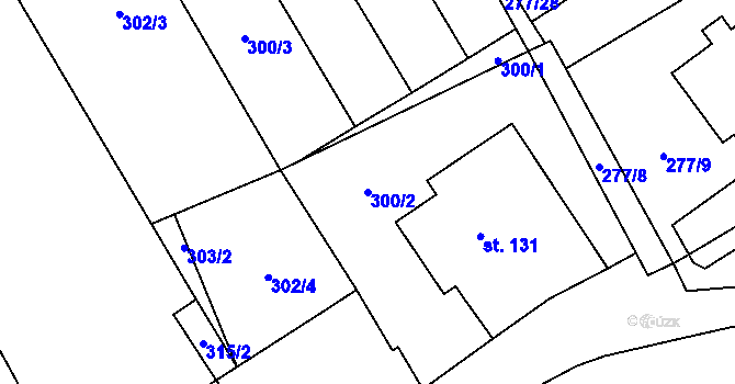 Parcela st. 300/2 v KÚ Chlístovice, Katastrální mapa