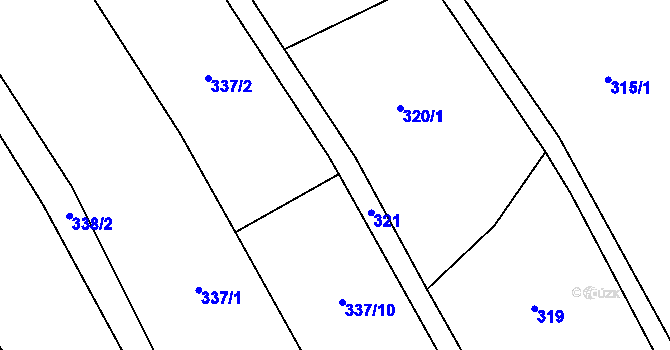 Parcela st. 321 v KÚ Chlístovice, Katastrální mapa