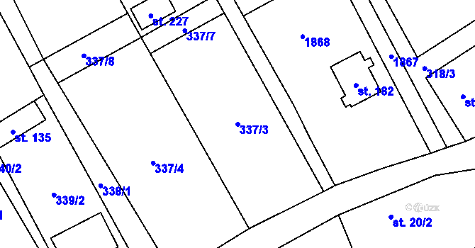 Parcela st. 337/3 v KÚ Chlístovice, Katastrální mapa