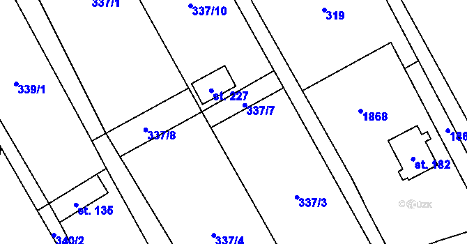 Parcela st. 337/7 v KÚ Chlístovice, Katastrální mapa