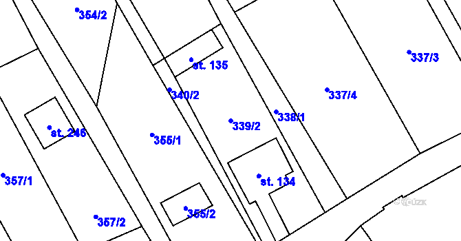 Parcela st. 339/2 v KÚ Chlístovice, Katastrální mapa