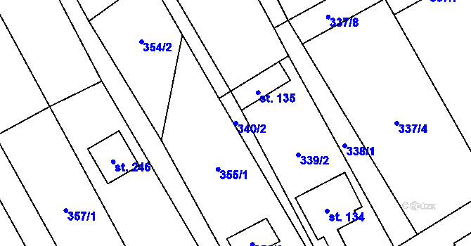 Parcela st. 340/2 v KÚ Chlístovice, Katastrální mapa