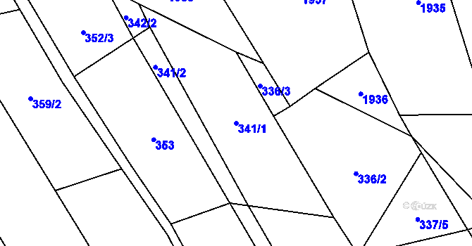 Parcela st. 341/1 v KÚ Chlístovice, Katastrální mapa