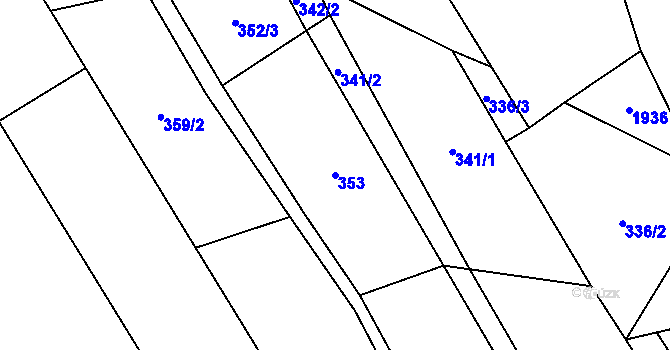 Parcela st. 353 v KÚ Chlístovice, Katastrální mapa