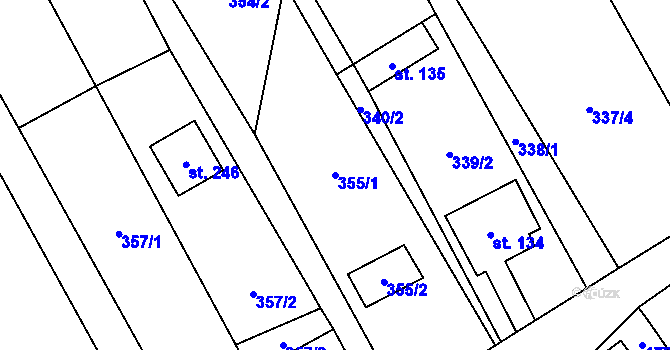 Parcela st. 355/1 v KÚ Chlístovice, Katastrální mapa