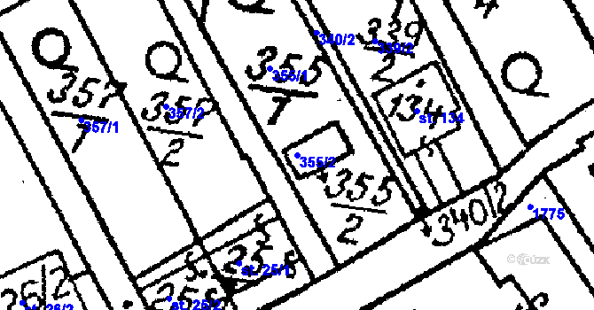 Parcela st. 355/2 v KÚ Chlístovice, Katastrální mapa
