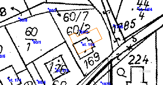 Parcela st. 169 v KÚ Chlístovice, Katastrální mapa