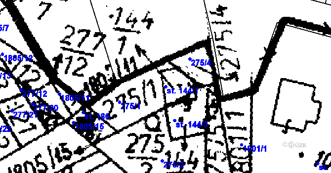 Parcela st. 144/1 v KÚ Chlístovice, Katastrální mapa