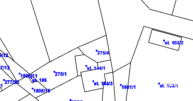 Parcela st. 275/4 v KÚ Chlístovice, Katastrální mapa