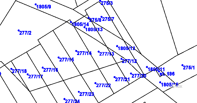 Parcela st. 277/13 v KÚ Chlístovice, Katastrální mapa
