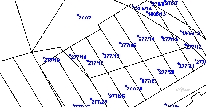 Parcela st. 277/16 v KÚ Chlístovice, Katastrální mapa