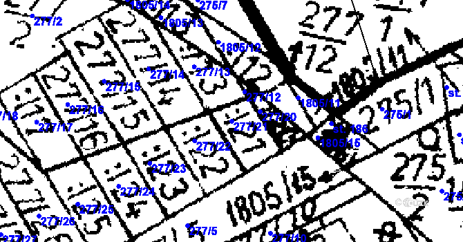 Parcela st. 277/21 v KÚ Chlístovice, Katastrální mapa