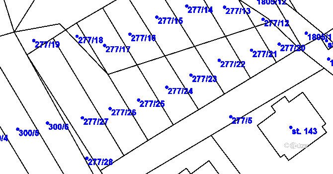 Parcela st. 277/24 v KÚ Chlístovice, Katastrální mapa