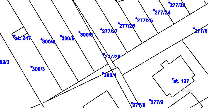 Parcela st. 277/28 v KÚ Chlístovice, Katastrální mapa