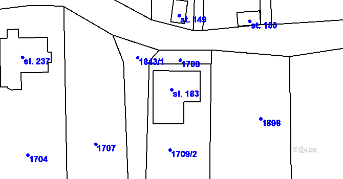 Parcela st. 183 v KÚ Chlístovice, Katastrální mapa