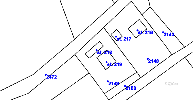 Parcela st. 218 v KÚ Chlístovice, Katastrální mapa