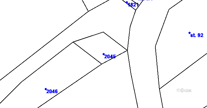 Parcela st. 2045 v KÚ Chlístovice, Katastrální mapa