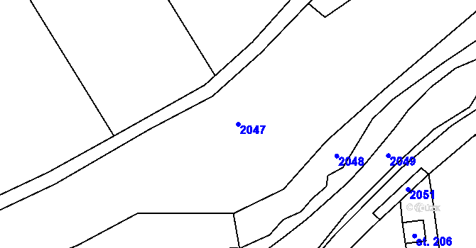 Parcela st. 2047 v KÚ Chlístovice, Katastrální mapa