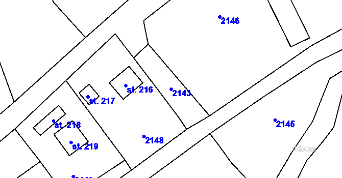 Parcela st. 2143 v KÚ Chlístovice, Katastrální mapa