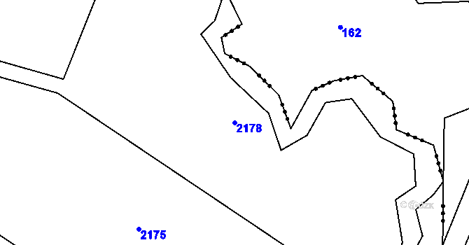Parcela st. 2178 v KÚ Chlístovice, Katastrální mapa