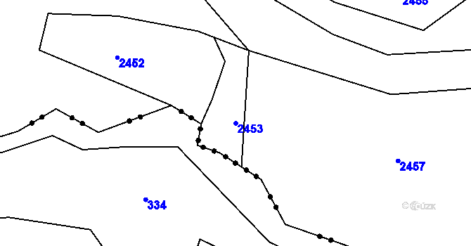 Parcela st. 2453 v KÚ Chlístovice, Katastrální mapa