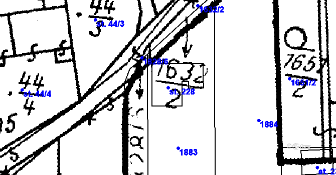 Parcela st. 228 v KÚ Chlístovice, Katastrální mapa