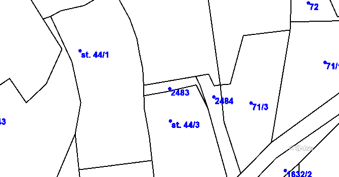 Parcela st. 2483 v KÚ Chlístovice, Katastrální mapa