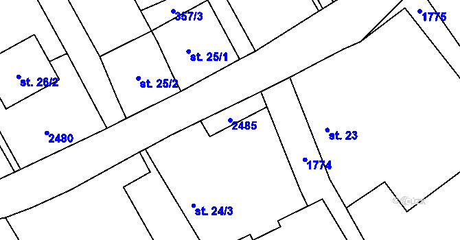 Parcela st. 2485 v KÚ Chlístovice, Katastrální mapa