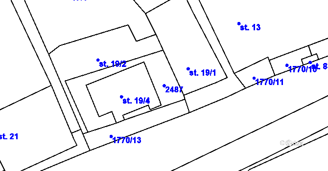 Parcela st. 2487 v KÚ Chlístovice, Katastrální mapa