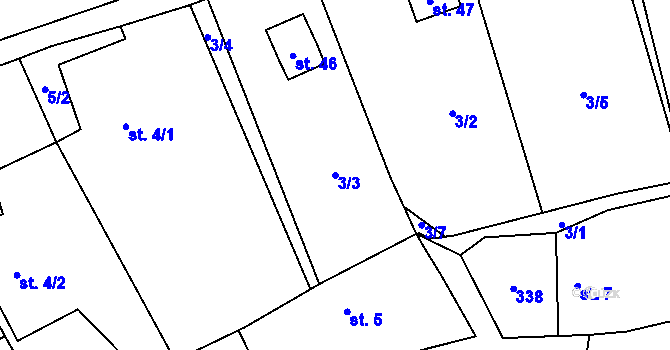 Parcela st. 3/3 v KÚ Zdeslavice u Chlístovic, Katastrální mapa