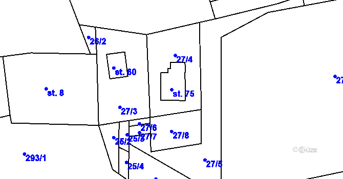 Parcela st. 75 v KÚ Zdeslavice u Chlístovic, Katastrální mapa